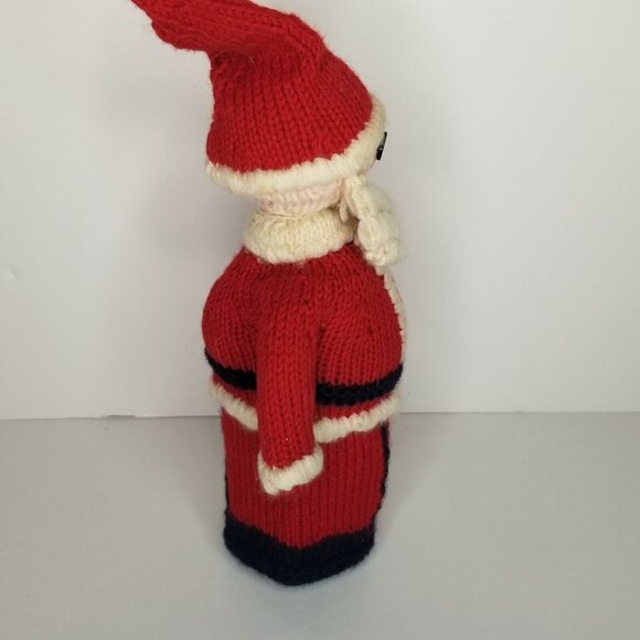 Vintage Hand Knit Christmas Knit Santa Wine Alcohol Bottle Cover Handmade - Picture 8 of 10